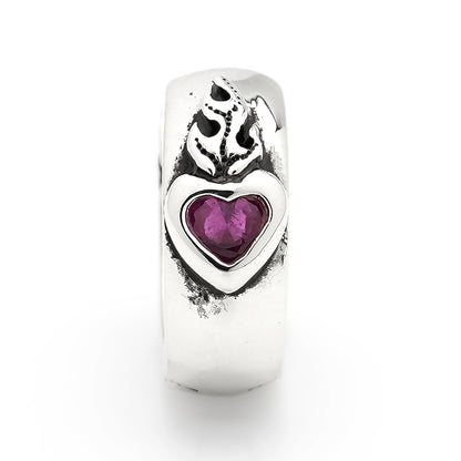 Earring : Sacred Heart w/Ruby