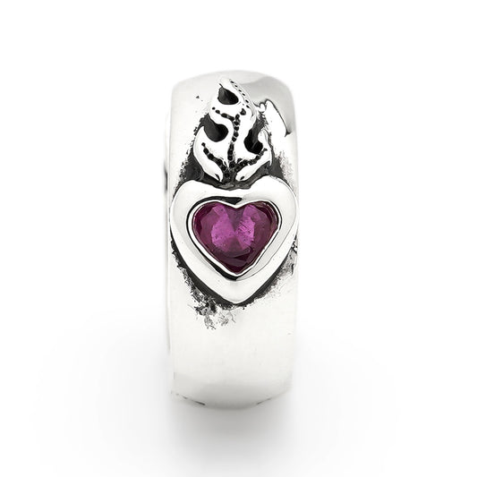 Earring : Sacred Heart w/Ruby