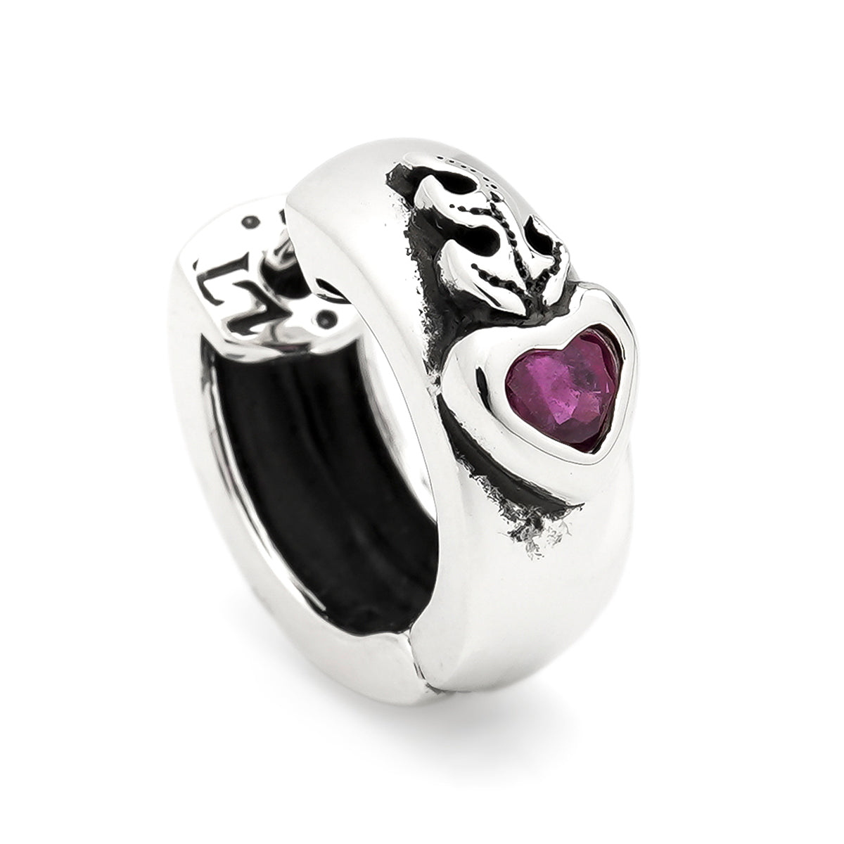 Earring : Sacred Heart w/Ruby