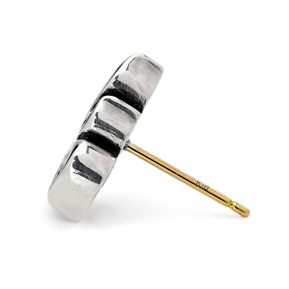 Earring : Small Sacred Heart Stud w/Garnet