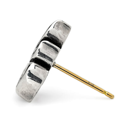 Earring : Small Sacred Heart Stud w/Pink Topaz