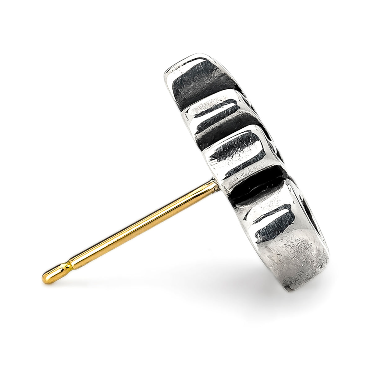 Earring : Small Sacred Heart Stud w/Pink Topaz