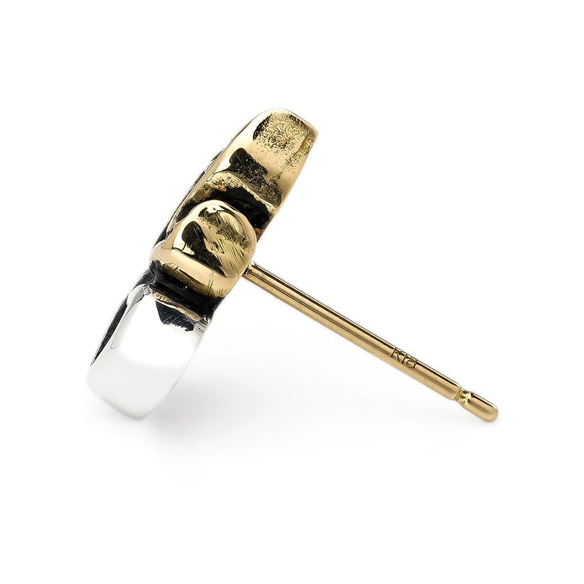 Earring : Small Sacred Heart Stud w/K18Flame w/Citrine