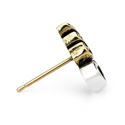 Earring : Small Sacred Heart Stud w/K18Flame w/Citrine