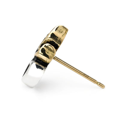 Earring : Small Sacred Heart Stud w/K18Flame w/Garnet