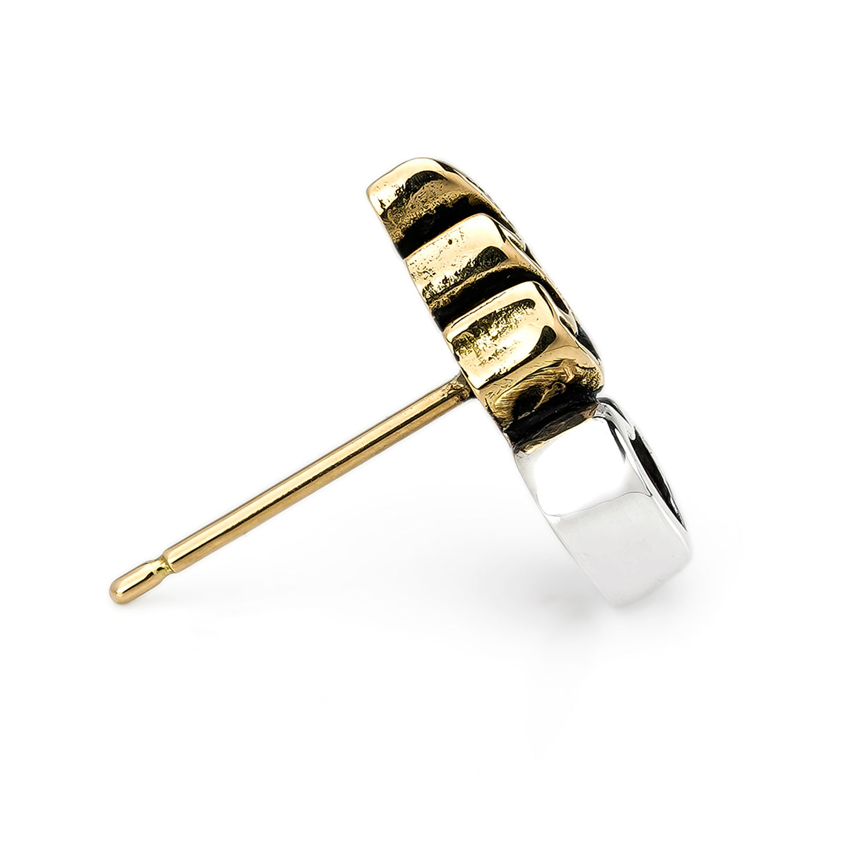 Earring : Small Sacred Heart Stud w/K18Flame w/Garnet