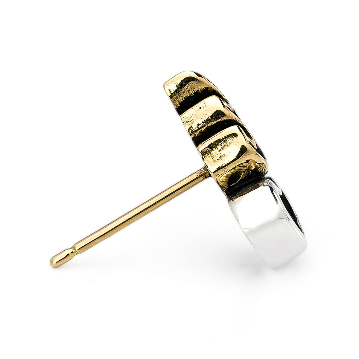 Earring : Small Sacred Heart Stud w/K18Flame w/Onyx