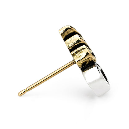 Earring : Small Sacred Heart Stud w/K18Flame w/Onyx