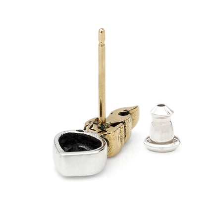 Earring : Small Sacred Heart Stud w/K18Flame w/Onyx