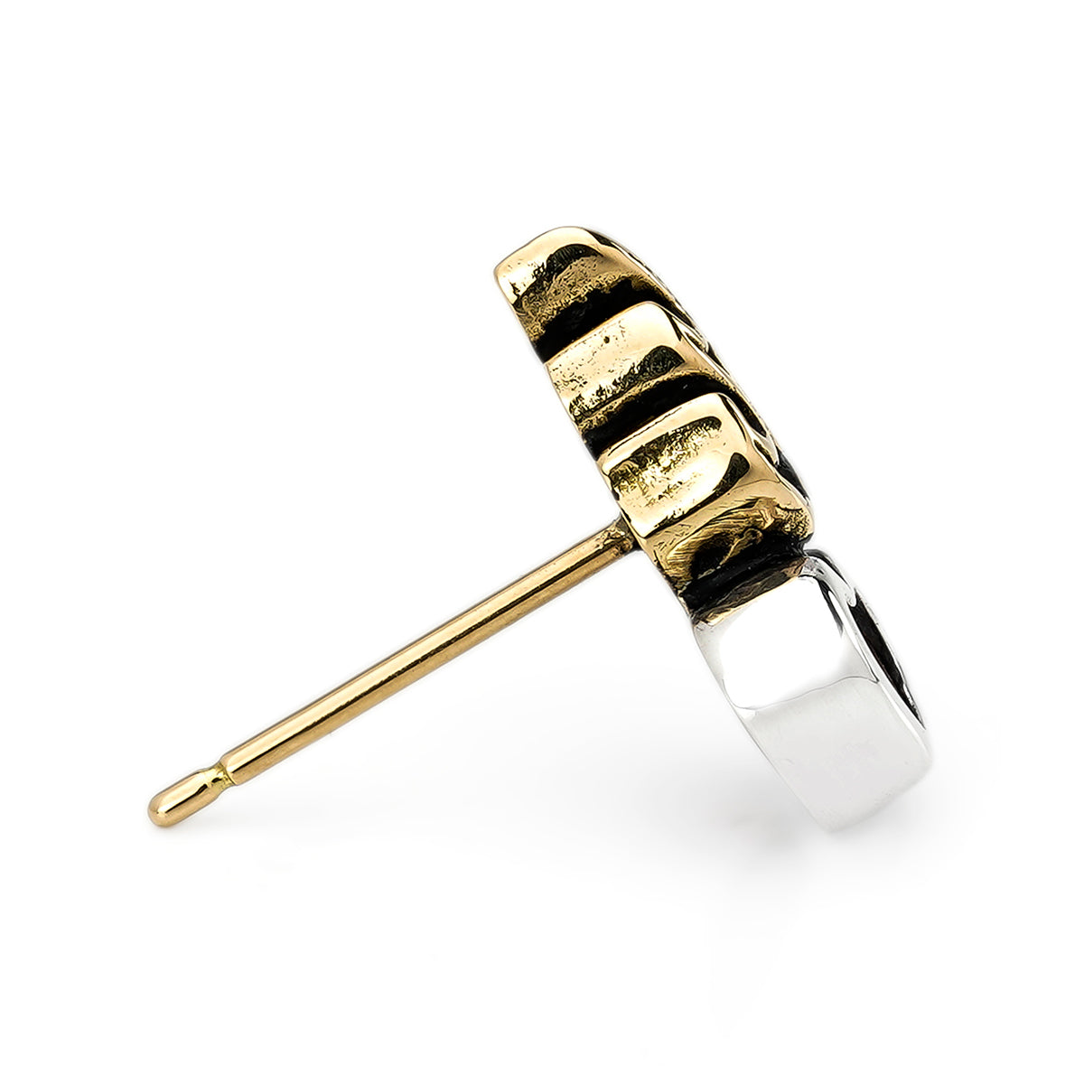 Earring : Small Sacred Heart Stud w/K18Flame w/Pink Topaz