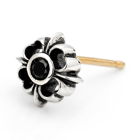 Earring : Pope's Stone Cross Stud w/Black Diamond