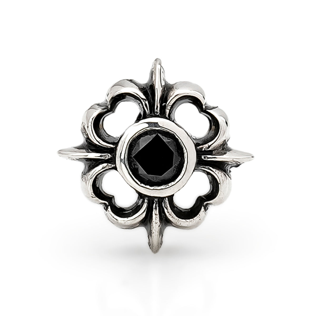 Earring : Pope's Stone Cross Stud w/Black Diamond