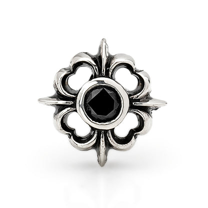 Earring : Pope's Stone Cross Stud w/Black Diamond