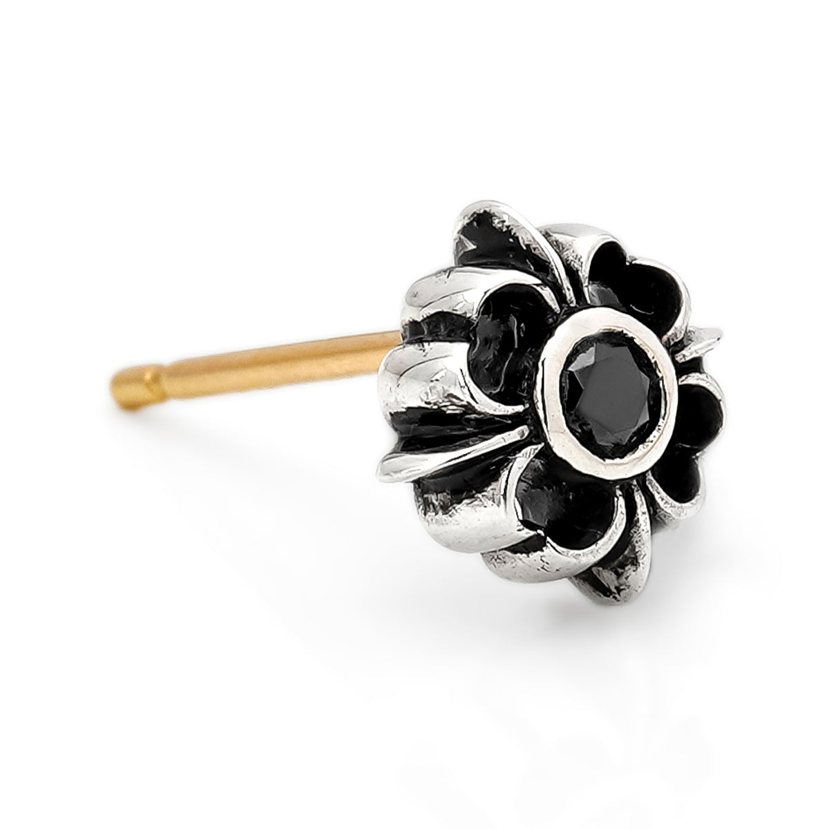 Earring : Pope's Stone Cross Stud w/Black Diamond