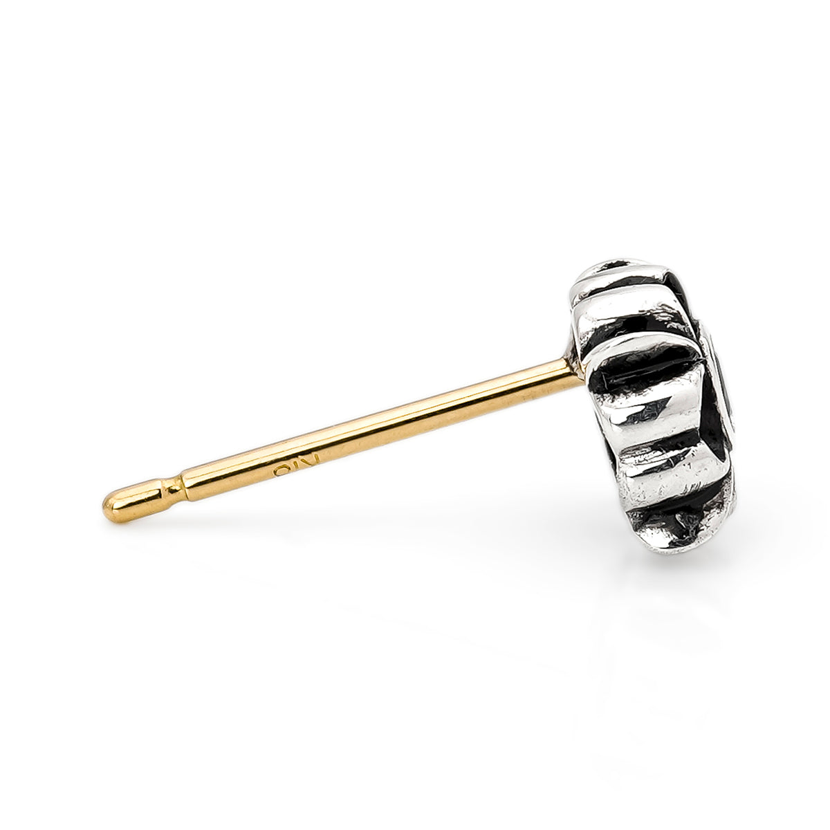 Earring : Pope's Stone Cross Stud w/Black Diamond