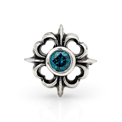 Earring : Pope's Stone Cross Stud w/Blue Diamond