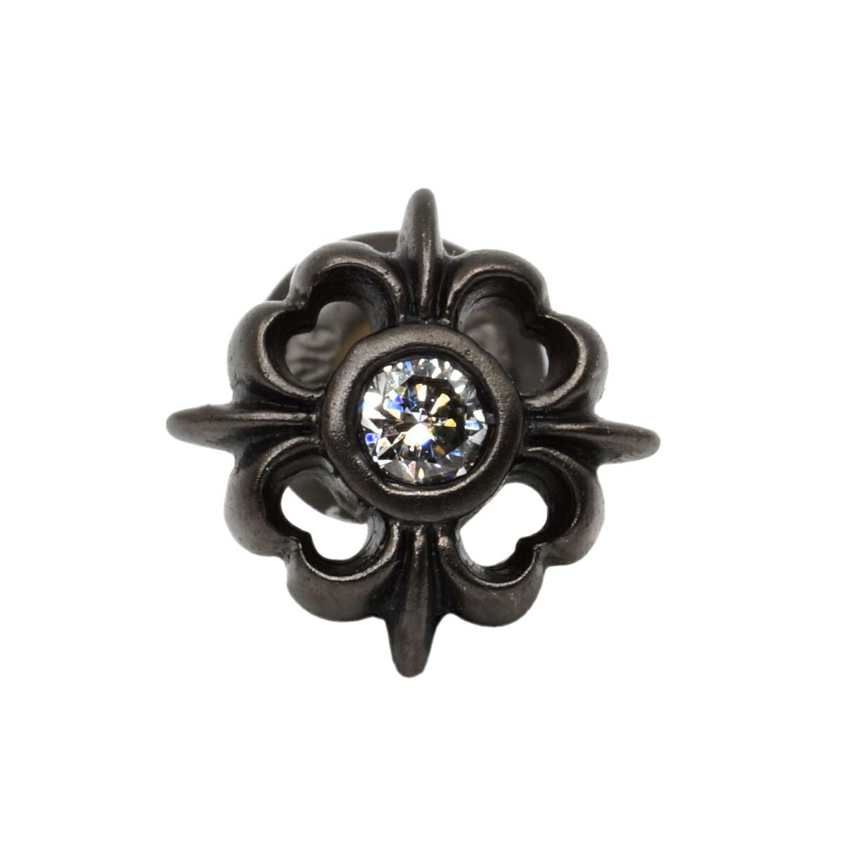 Earring : Pope's Stone Cross Stud w/Diamond /Black Custom