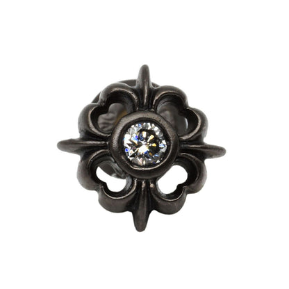 Earring : Pope's Stone Cross Stud w/Diamond /Black Custom