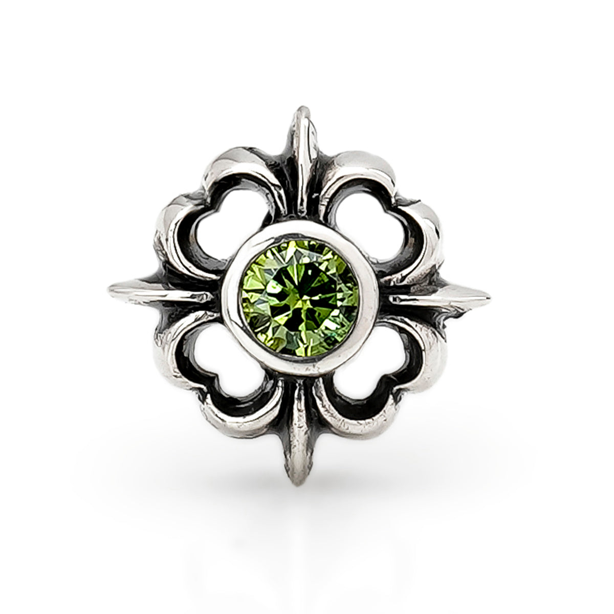 Earring : Pope's Stone Cross Stud w/Green Diamond