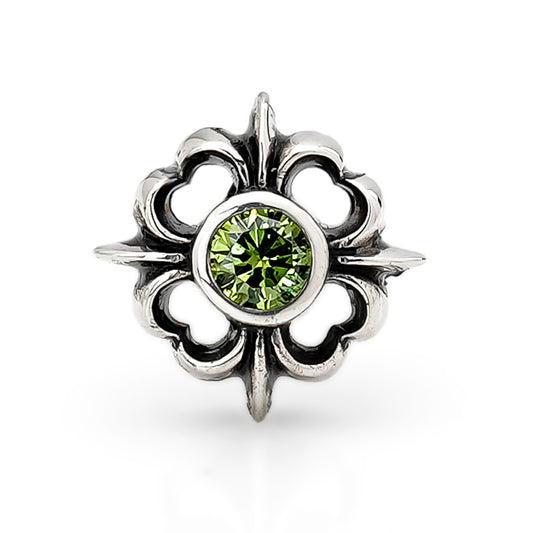Earring : Pope's Stone Cross Stud w/Green Diamond
