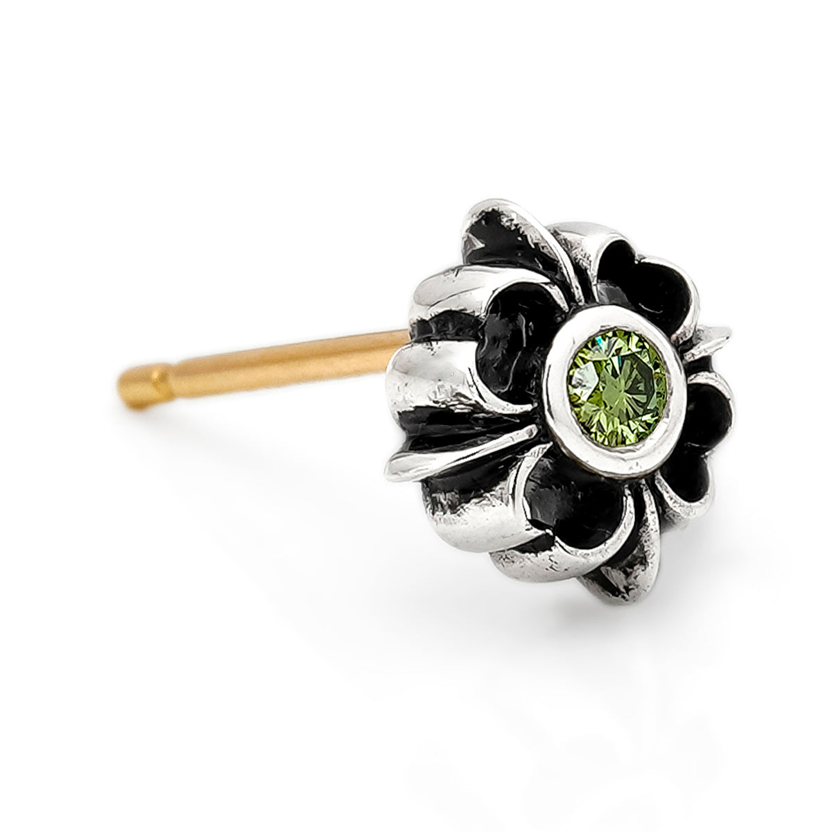 Earring : Pope's Stone Cross Stud w/Green Diamond