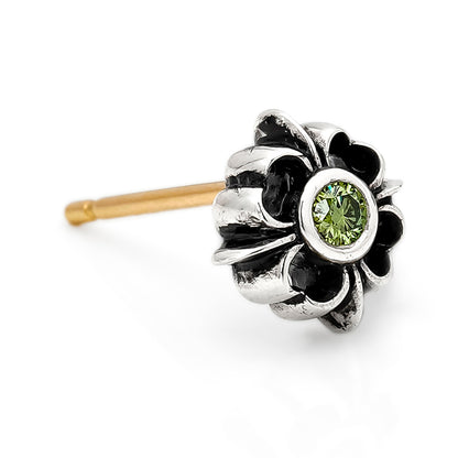 Earring : Pope's Stone Cross Stud w/Green Diamond