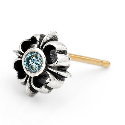 Earring : Pope's Stone Cross Stud w/Ice Blue Diamond