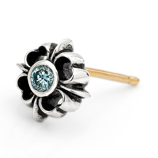 Earring : Pope's Stone Cross Stud w/Ice Blue Diamond