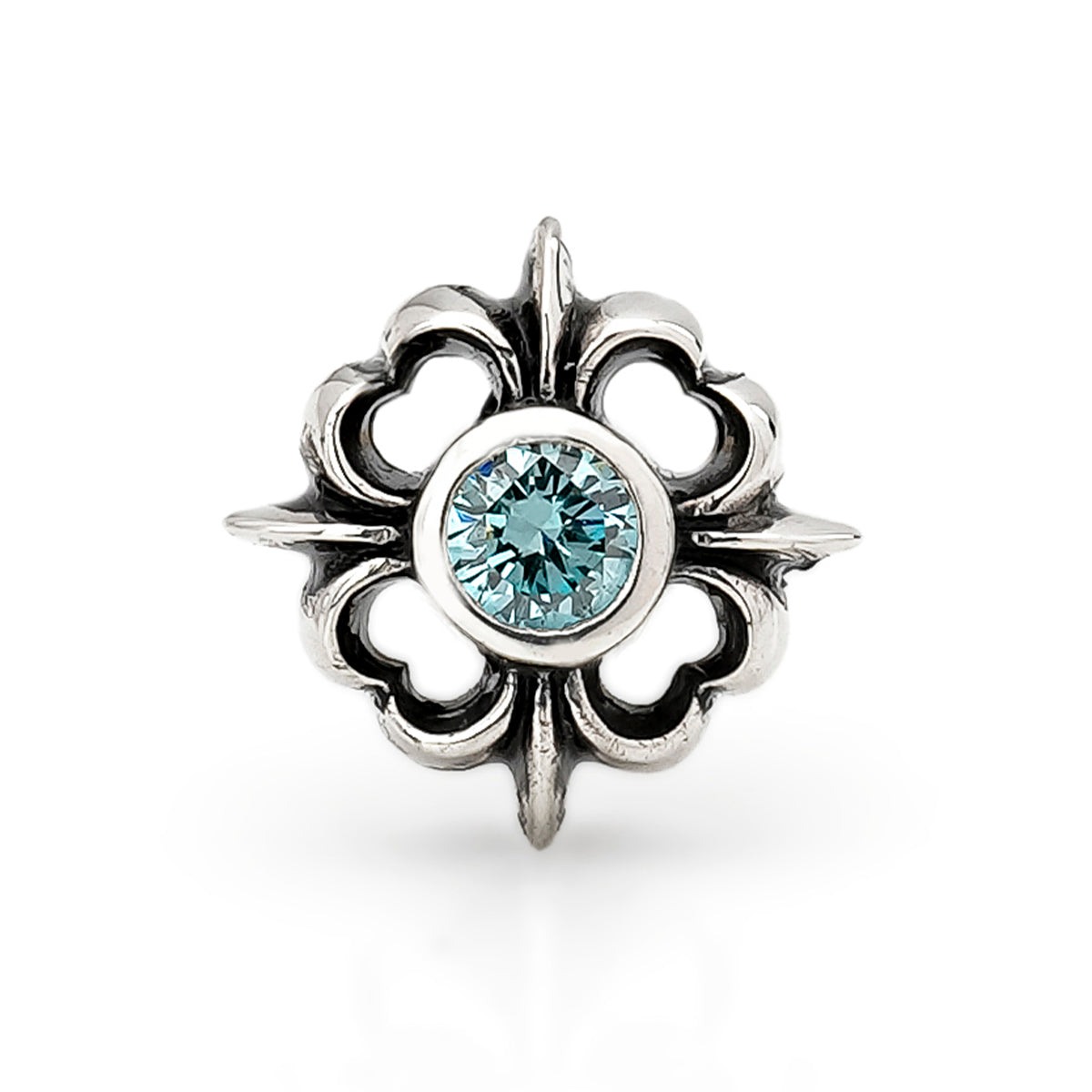 Earring : Pope's Stone Cross Stud w/Ice Blue Diamond