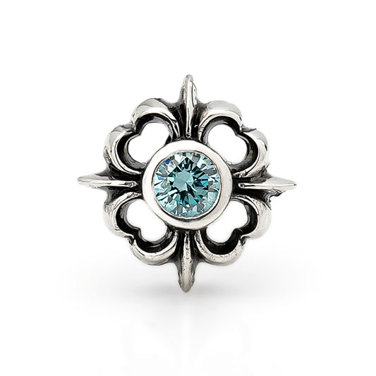 Earring : Pope's Stone Cross Stud w/Ice Blue Diamond