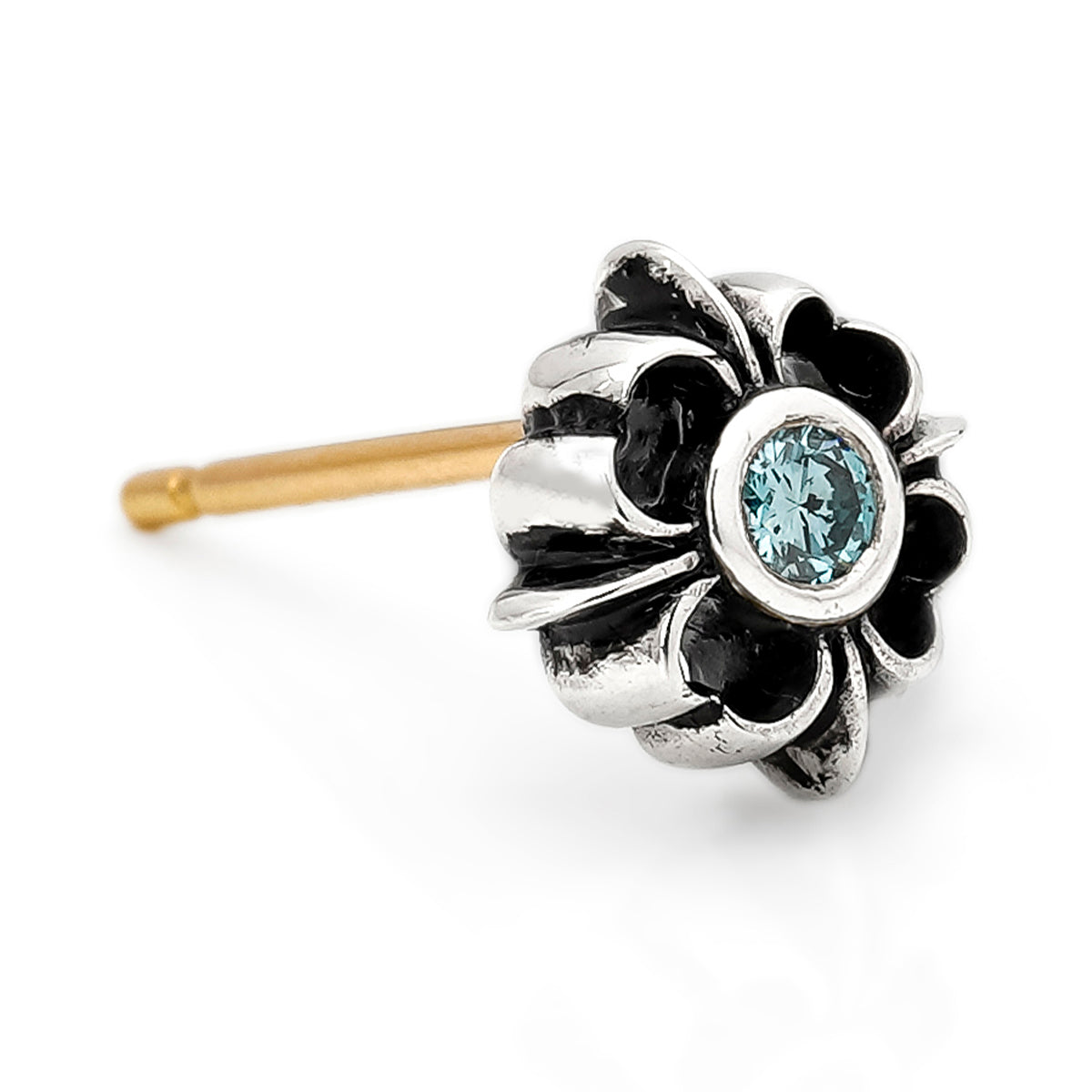 Earring : Pope's Stone Cross Stud w/Ice Blue Diamond