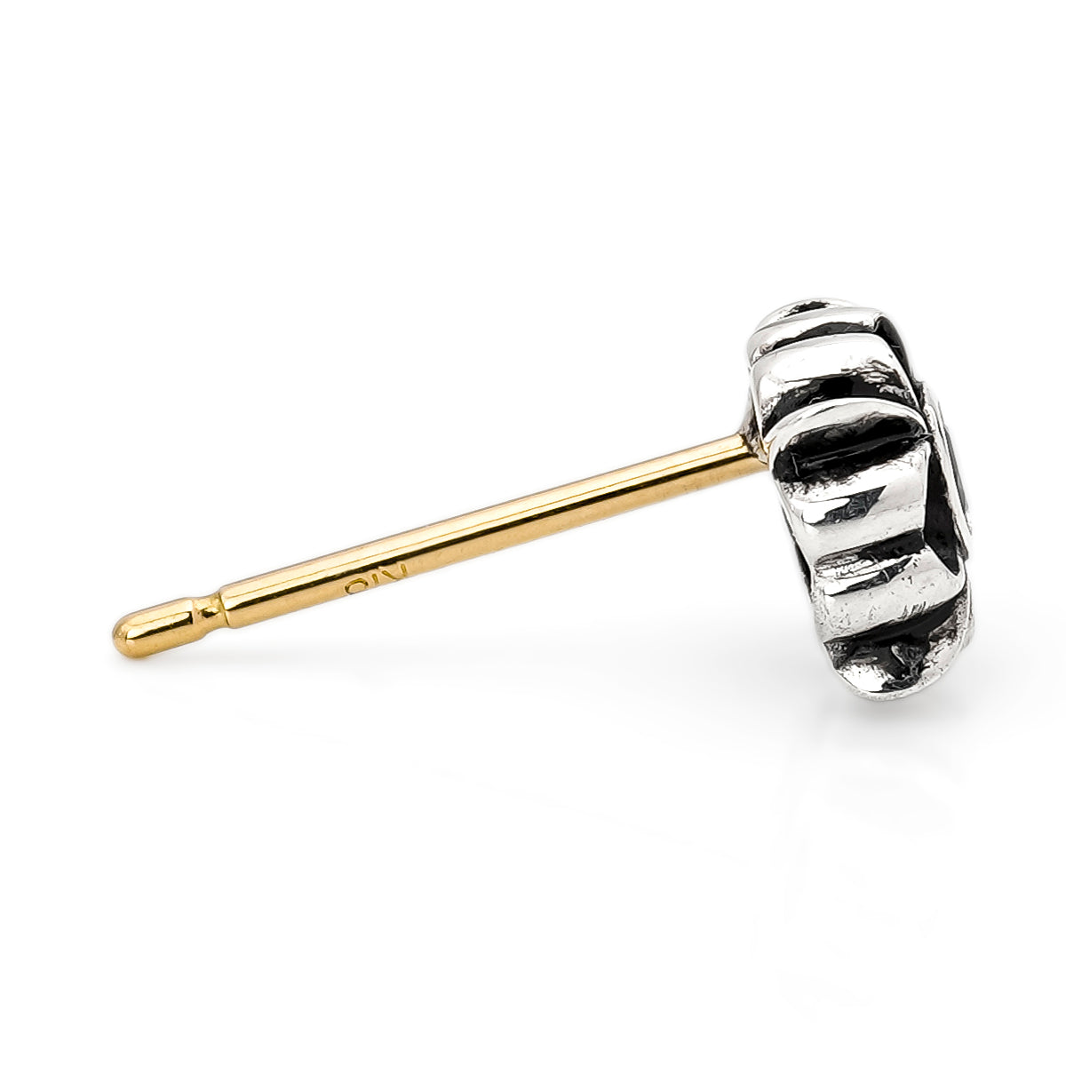 Earring : Pope's Stone Cross Stud w/Ice Blue Diamond