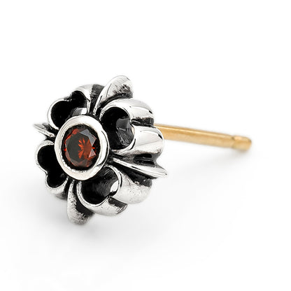 Earring : Pope's Stone Cross Stud w/Red Diamond