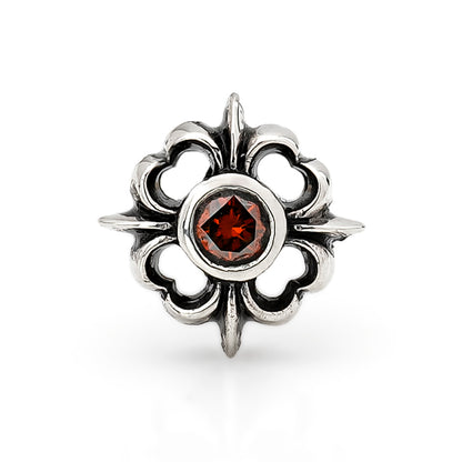 Earring : Pope's Stone Cross Stud w/Red Diamond
