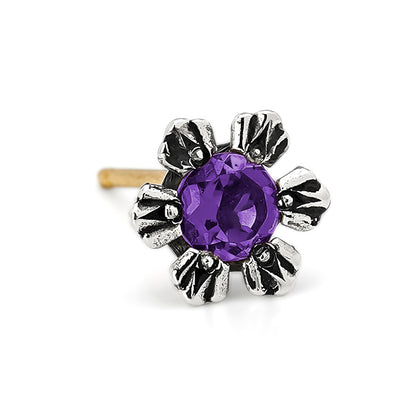 Earring : Crown Stud w/Amethyst