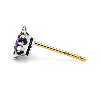 Earring : Crown Stud w/Amethyst