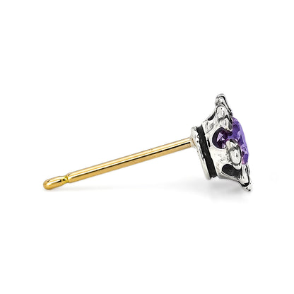 Earring : Crown Stud w/Amethyst