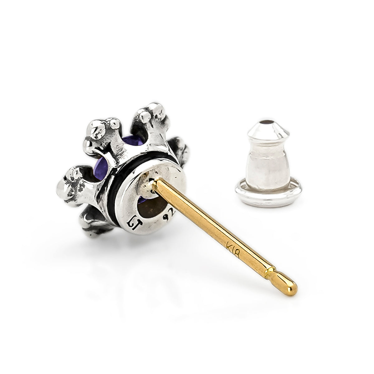Earring : Crown Stud w/Amethyst