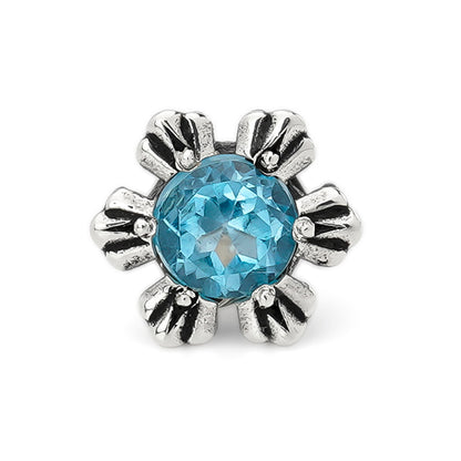 Earring : Crown Stud w/Blue Topaz