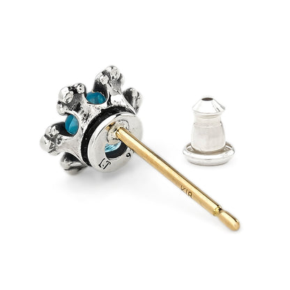 Earring : Crown Stud w/Blue Topaz