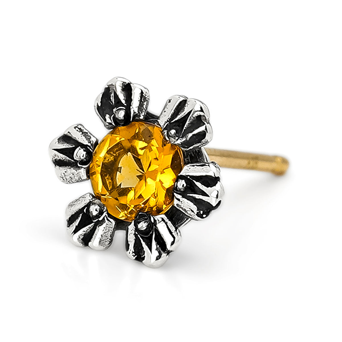 Earring : Crown Stud w/Citrine