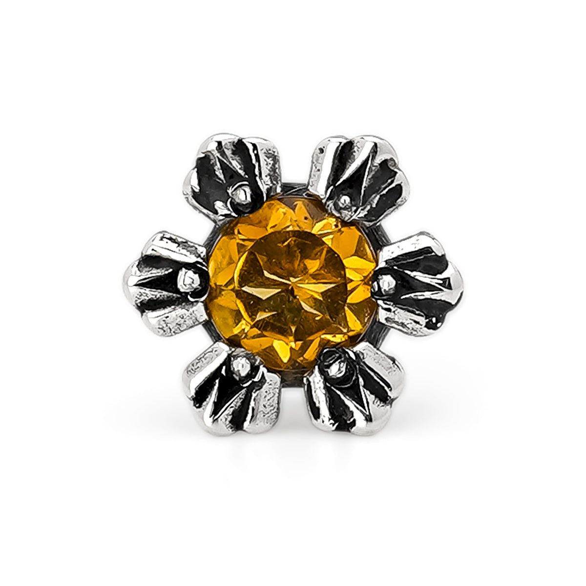 Earring : Crown Stud w/Citrine