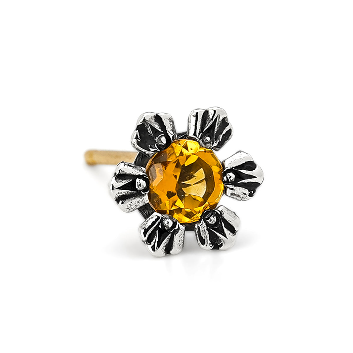 Earring : Crown Stud w/Citrine