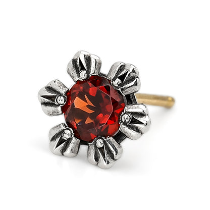 Earring : Crown Stud w/Garnet
