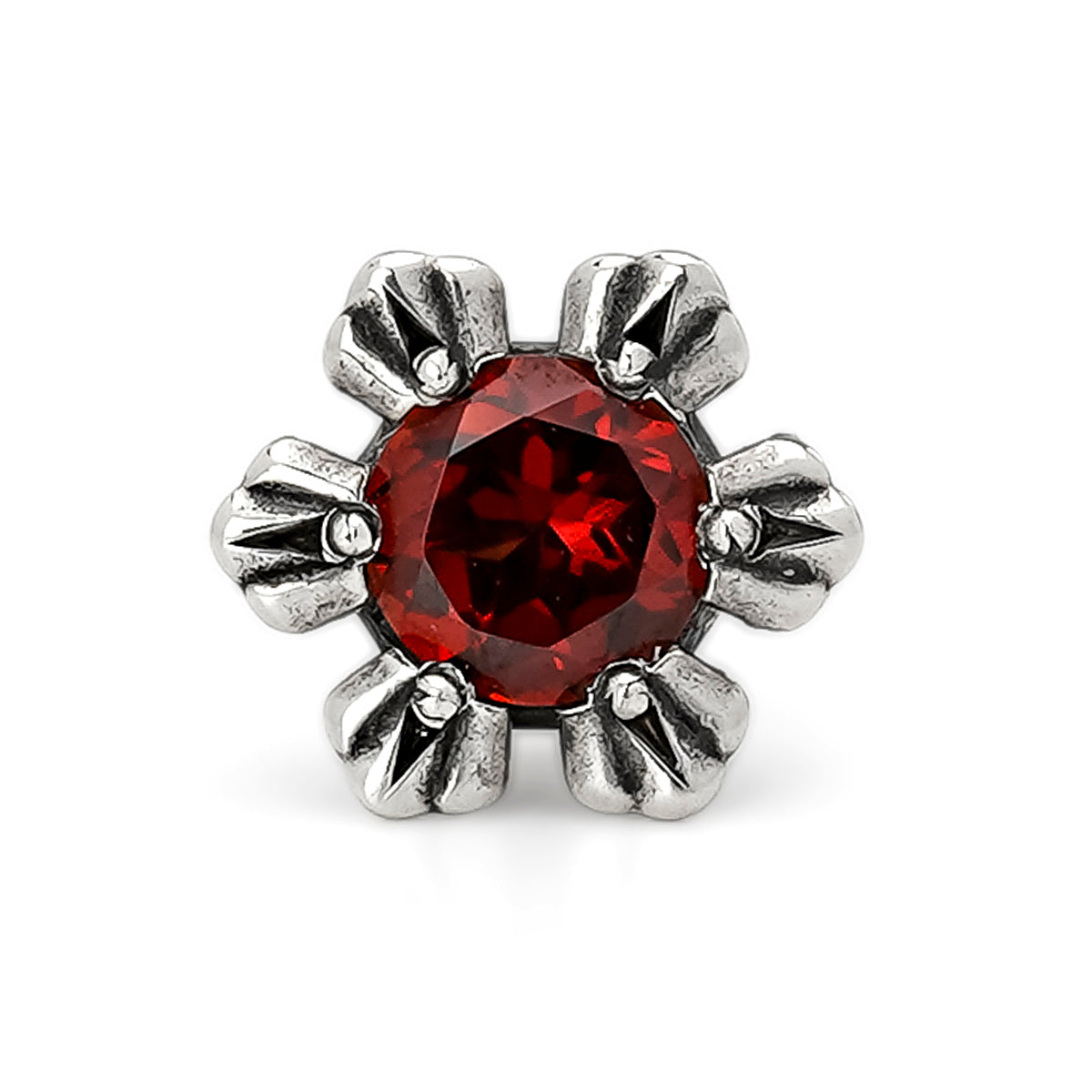 Earring : Crown Stud w/Garnet