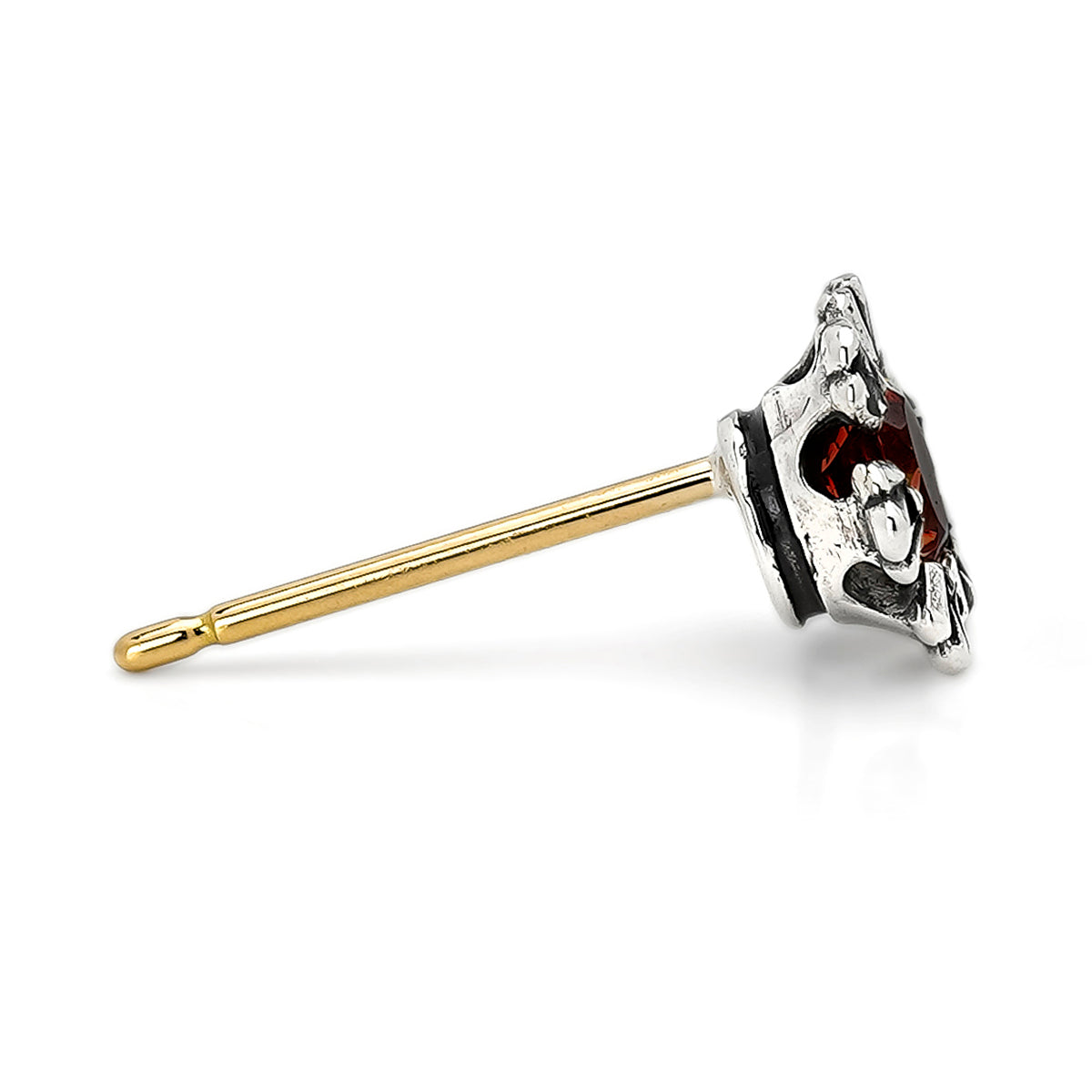 Earring : Crown Stud w/Garnet