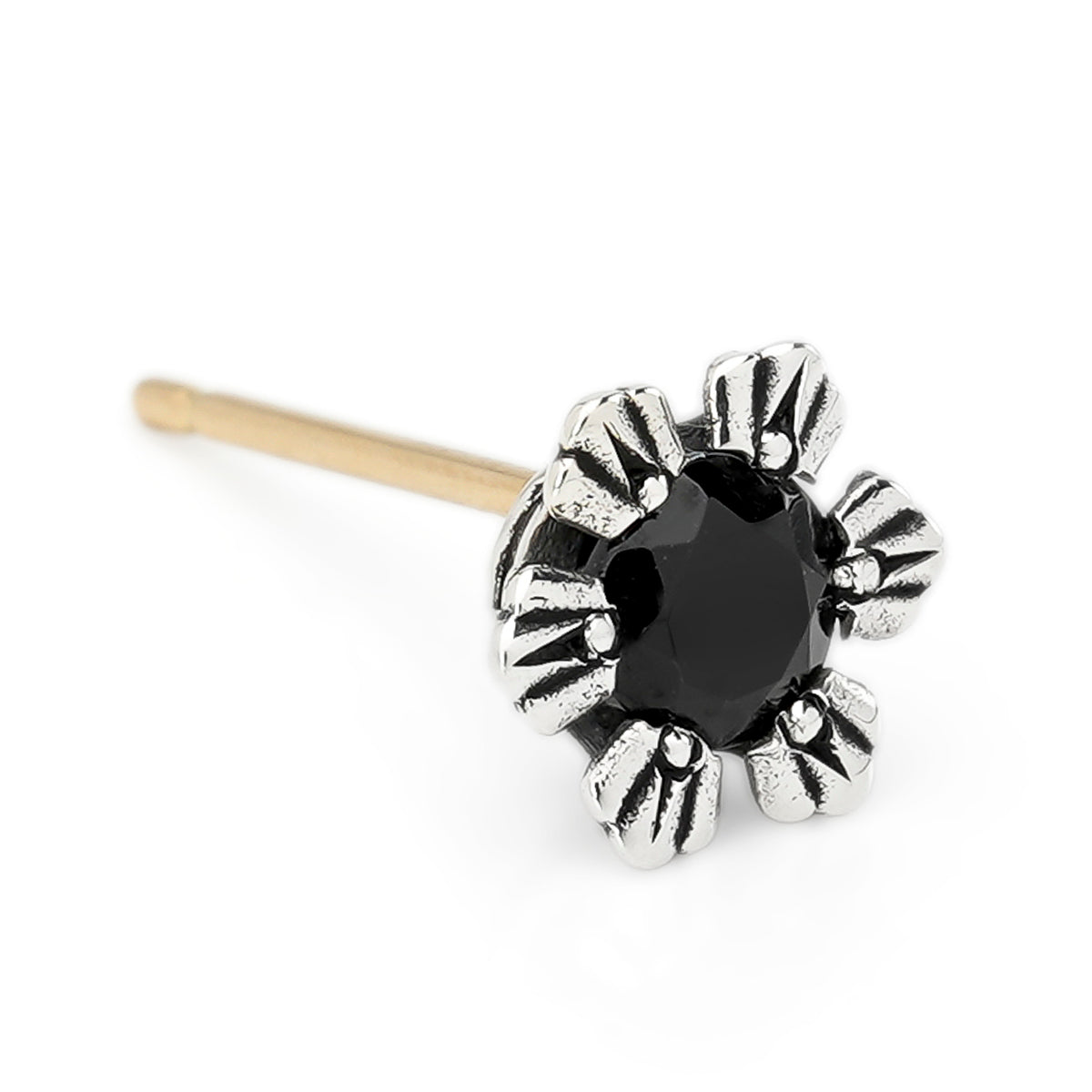 Earring : Crown Stud w/Onyx