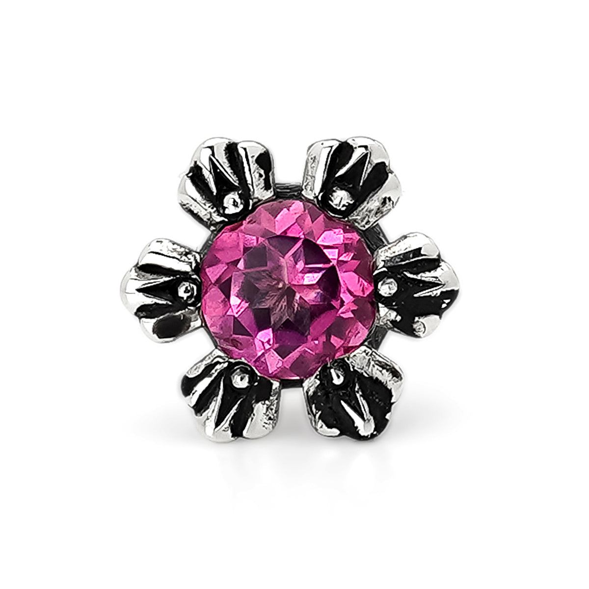 Earring : Crown Stud w/Pink Topaz