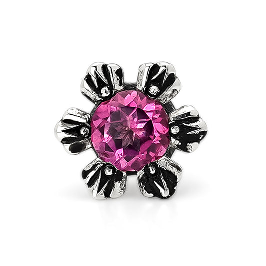 Earring : Crown Stud w/Pink Topaz