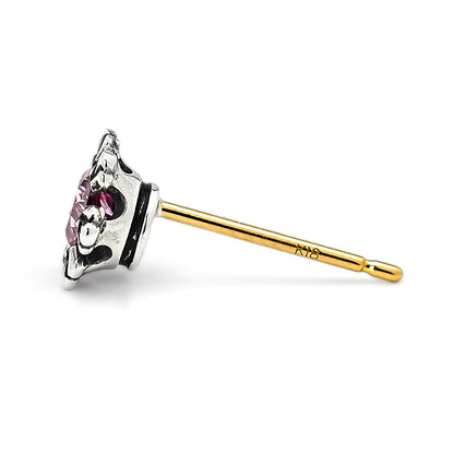 Earring : Crown Stud w/Pink Topaz